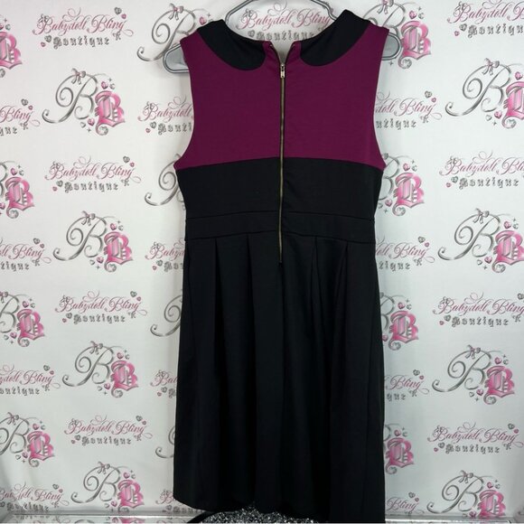Vero Moda Dress flowy collar look Black royal Purple gold zipper detail - Picture 2 of 9